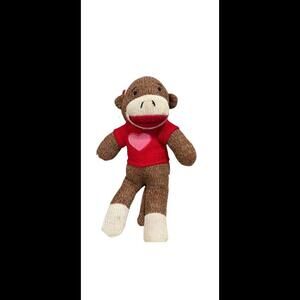 Dan Dee Collectors Choice 10" Sock Monkey Plush Red Sweater Pink Heart